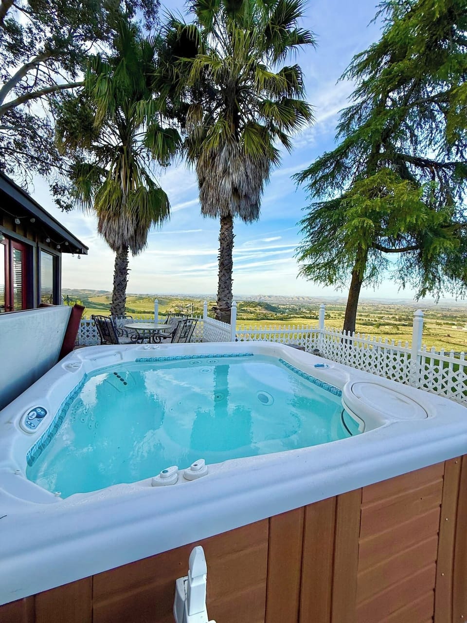 Hot Tub with a view of rolling hills and vineyards