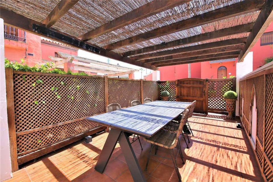 Outdoor dining area for six guests on the private terrace