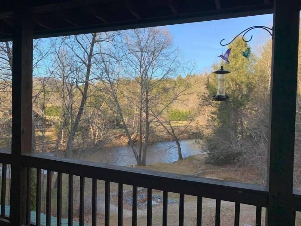 The view of the Toccoa River is right off the back porch