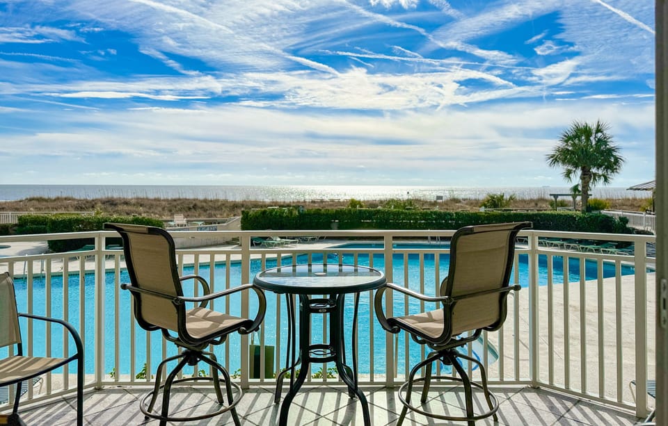Balcony Overlooking Pool with Ocean View