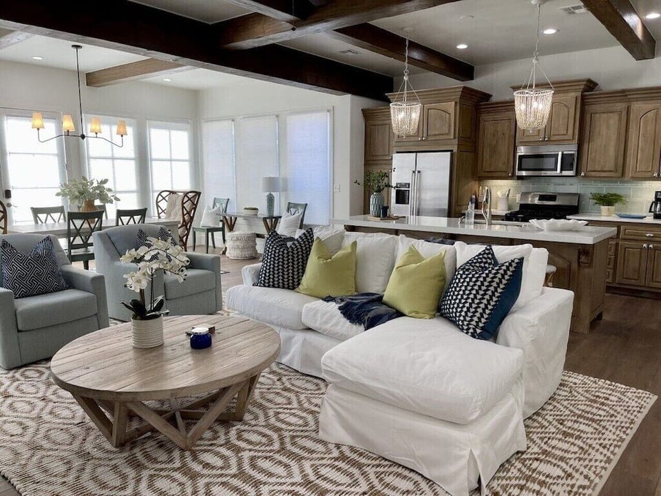 Living, kitchen, dining