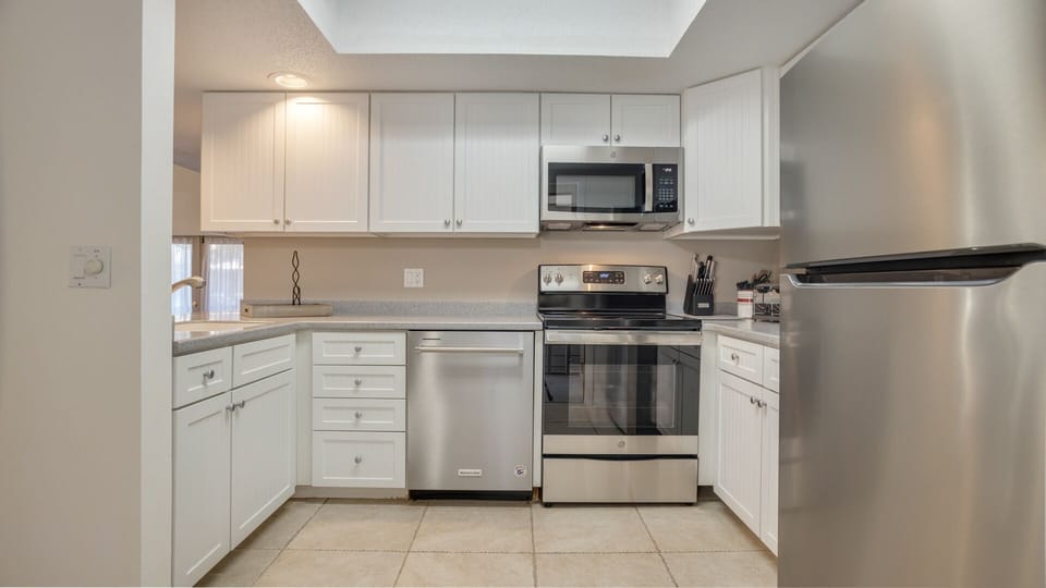 Kitchen with stainless steel appliances