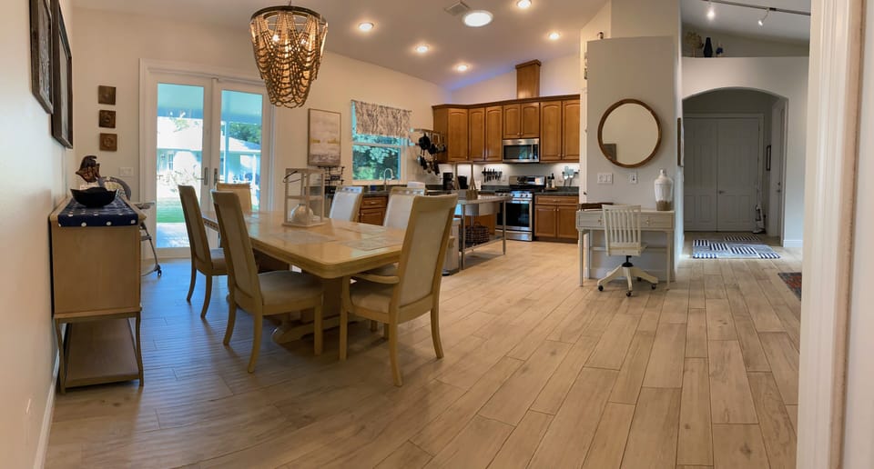 Large dining and kitchen open to living room for gatherings!