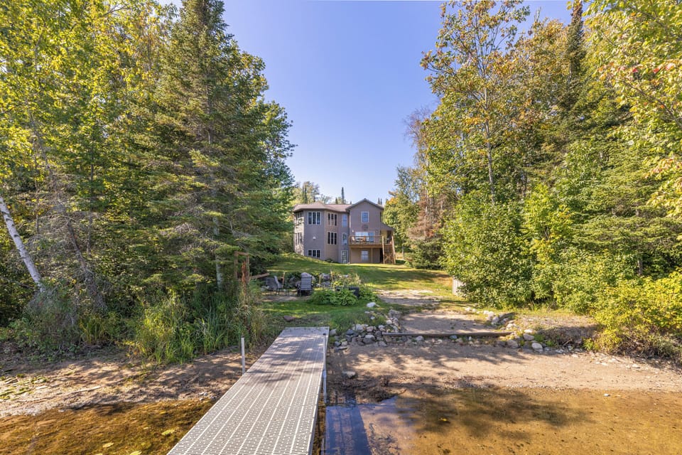 Cabin beach and dock view.