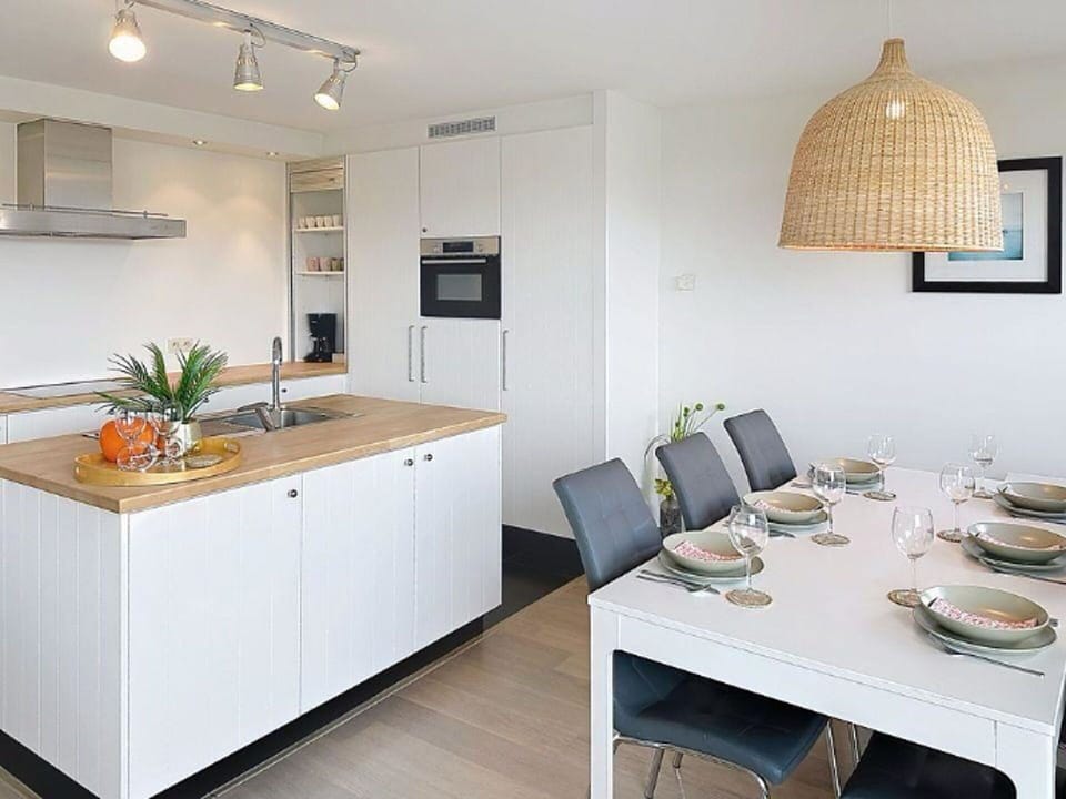 Furniture, Interior Design, Flooring, Light Fixture, Countertop, Kitchen, Wood, Ceiling, Cabinetry, Floor