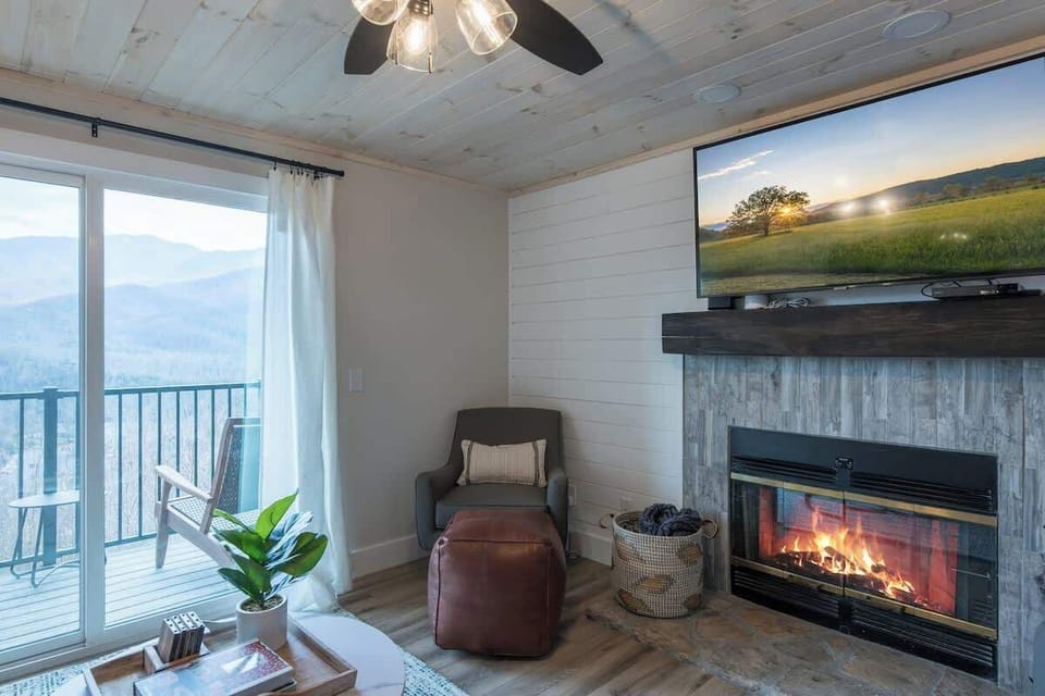 Living Area Includes Entrance to Private Patio & Wood-burning Fireplace