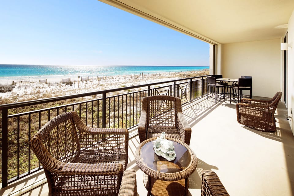 Beachfront Balcony - 
Bella Riva Resort, Okaloosa Island, Fort Walton Beach, FL Vacation Rentals
