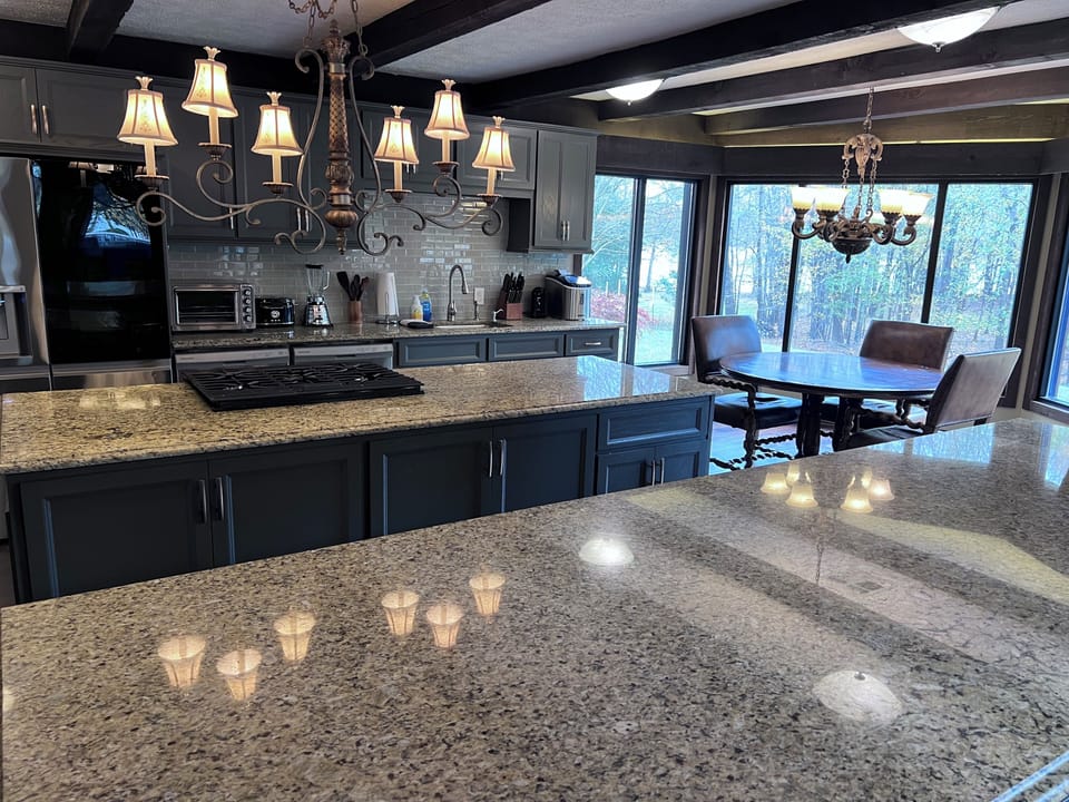 Spacious kitchen-2 fridges with craft ice, 2 dishwashers and 2 islands/w table.