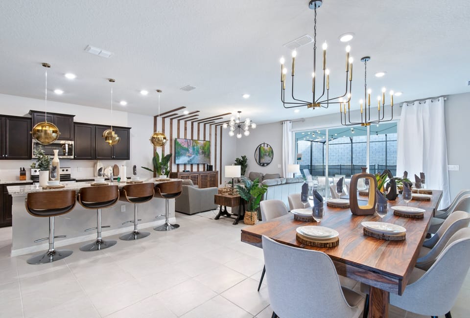Stunning open-concept home with modern décor, elegant dining & cozy living space!