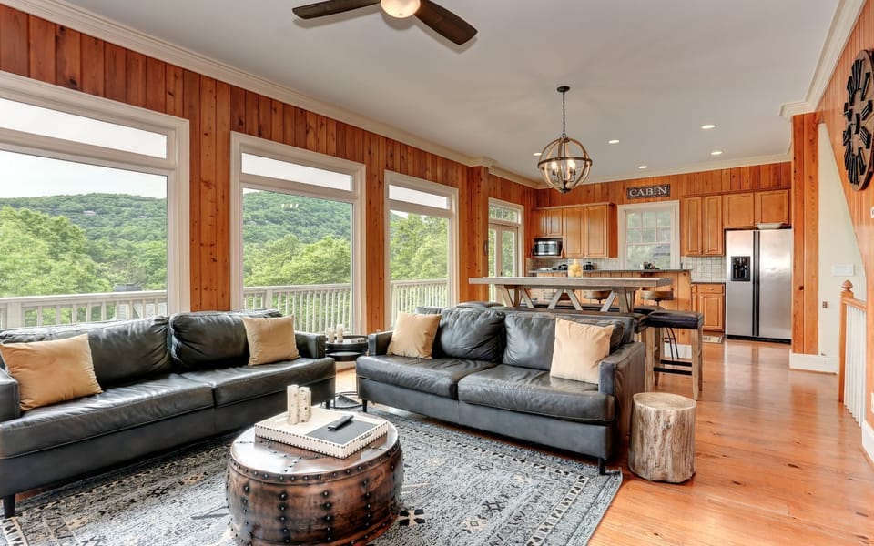 Open living to kitchen space with views - modern meets mountain air.
