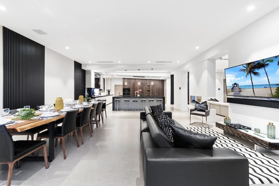 Gourmet kitchen and stylish dining table for hosting memorable group meals