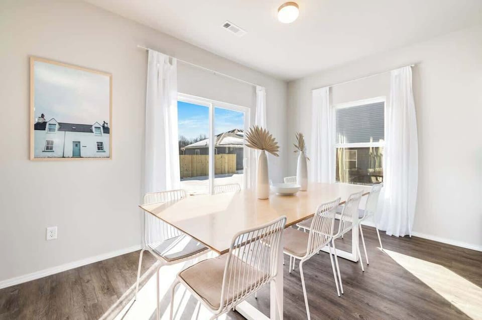 This space is the perfect place to enjoy a meal or play a few board games.