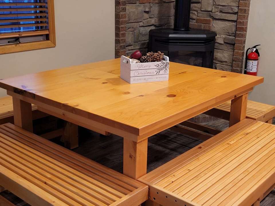 Kitchen table and benches.