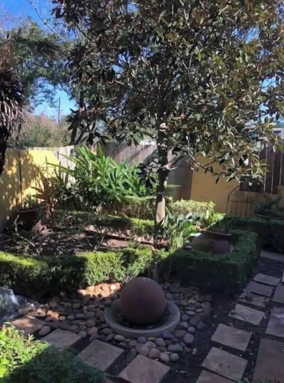 private fenced garden area