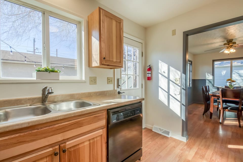 Cute kitchen with a lot of counter space!
