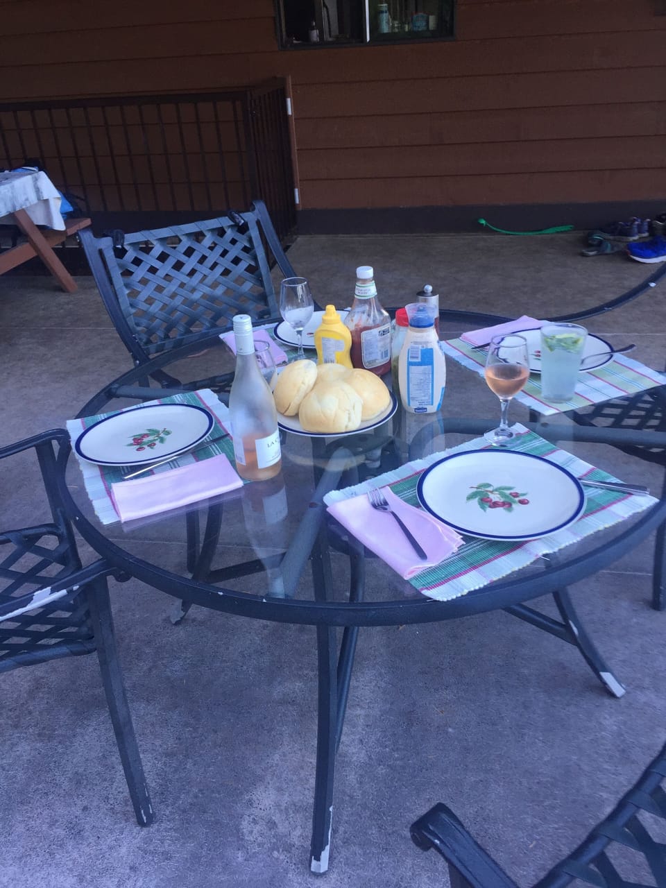 Deck has patio seating and a couple different dining options. 