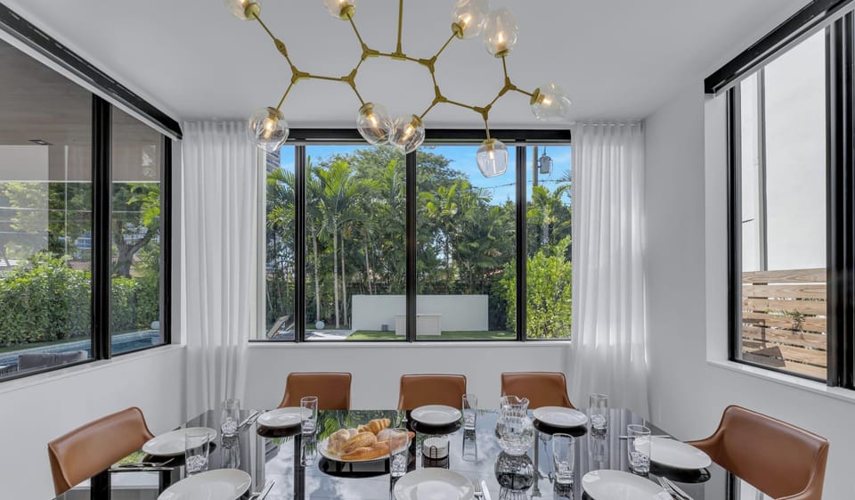 Dining Area with Table with seating for 8.
