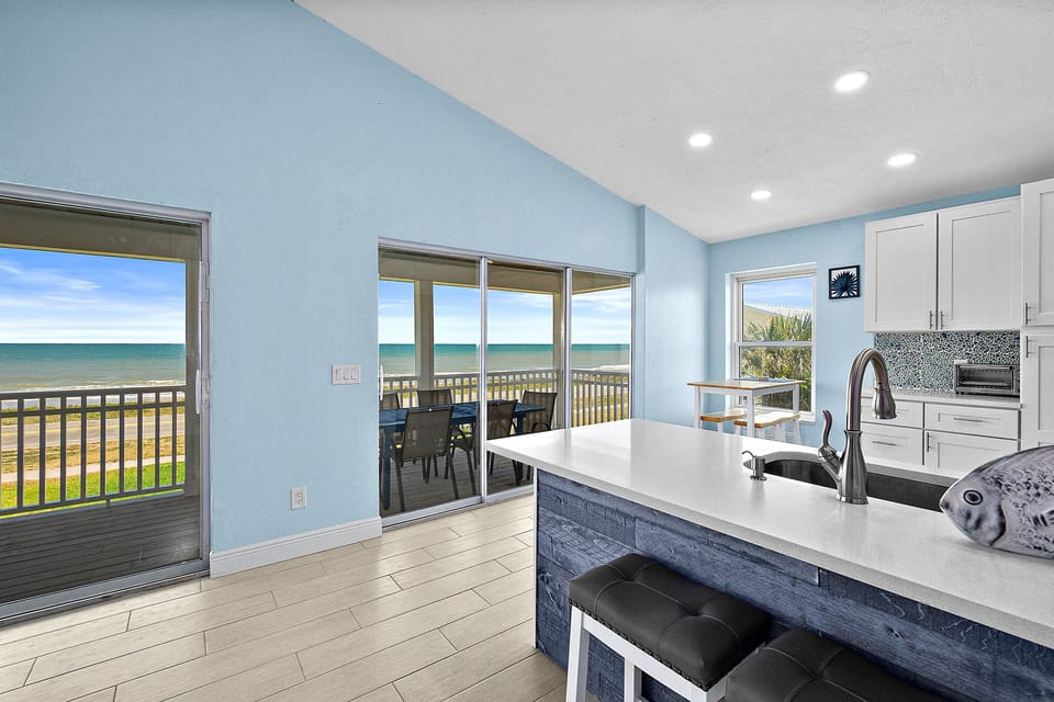 Upstairs- view from fully equipped kitchen