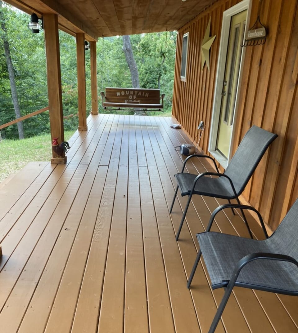 Wrap around porch! Grill on back with fire pit