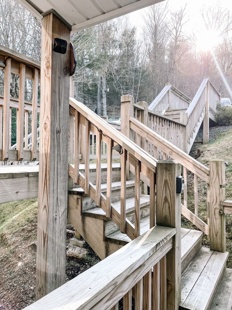 Two sets of stairs bring you to the private entrance of the condo.