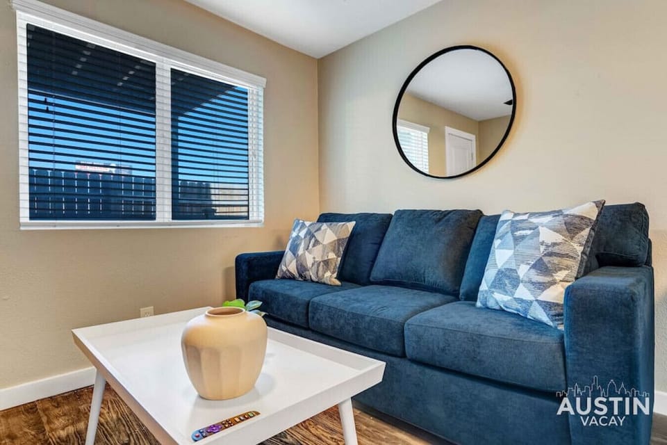 Living room with sleeper sofa and smart TV