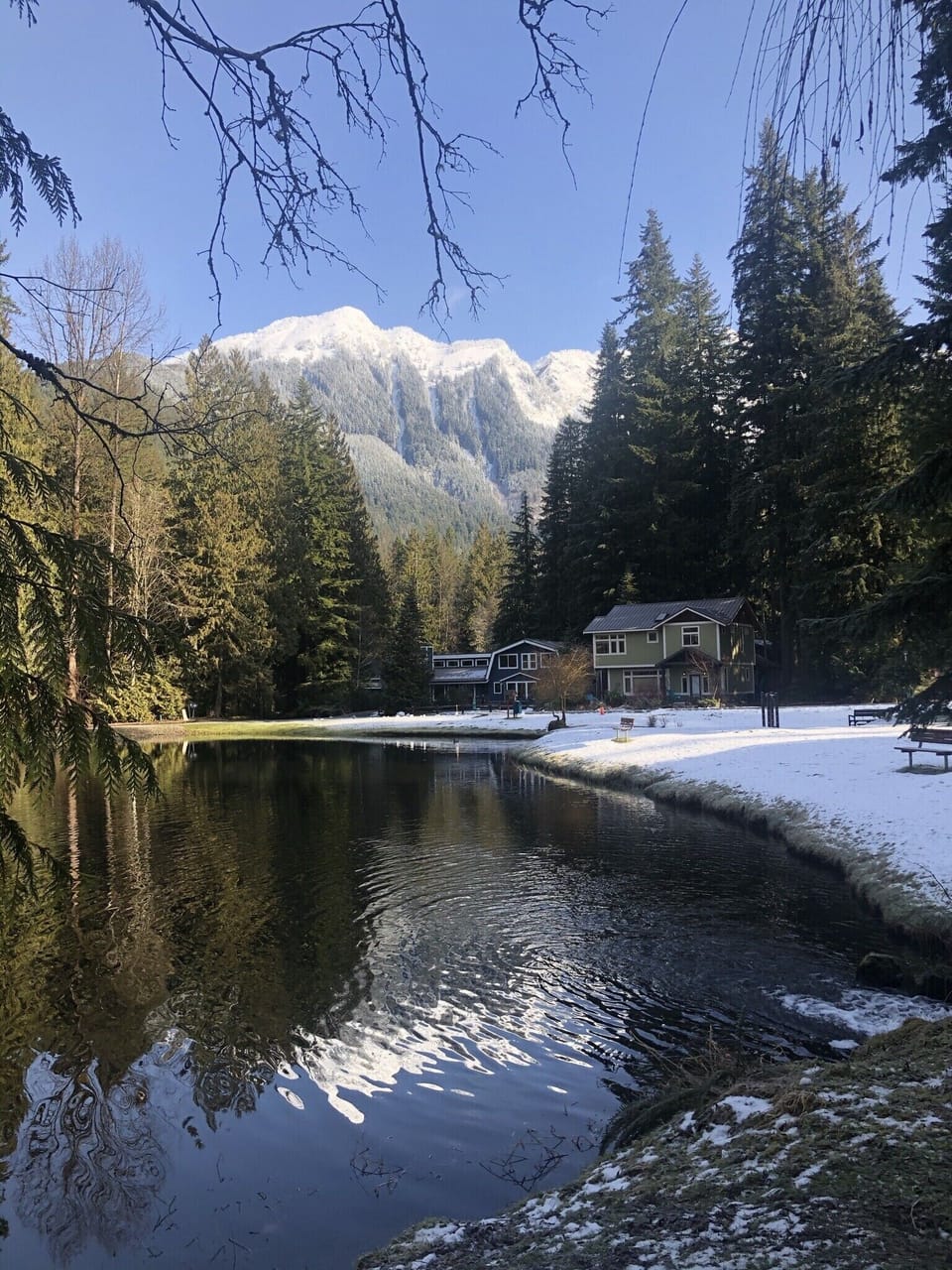 View of Church Mountain from the community trout pond.