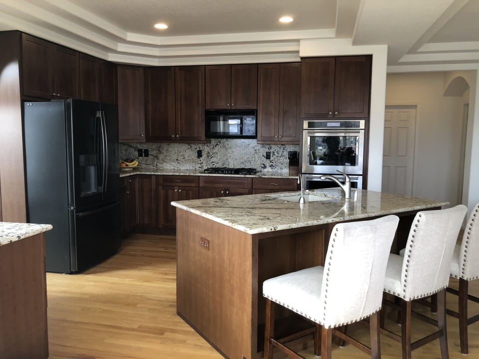 Double oven, gas burner stove with downdraft and tons of cooking gadgets