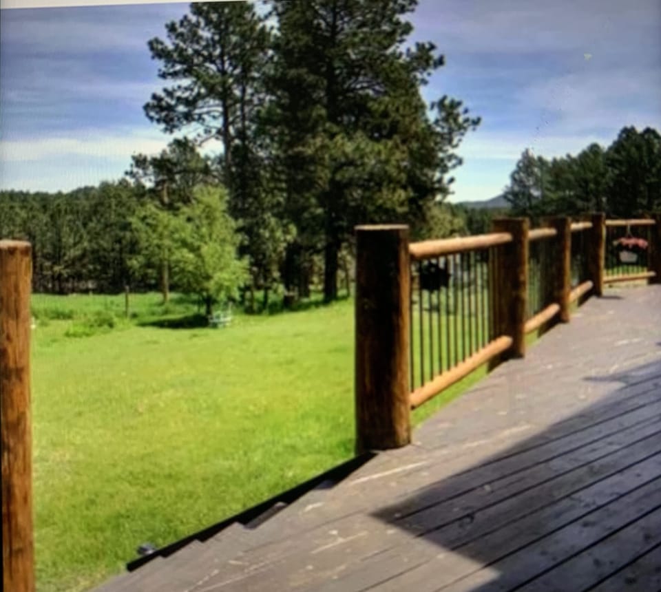  1200 square foot deck with beautiful views and a fenced yard.  