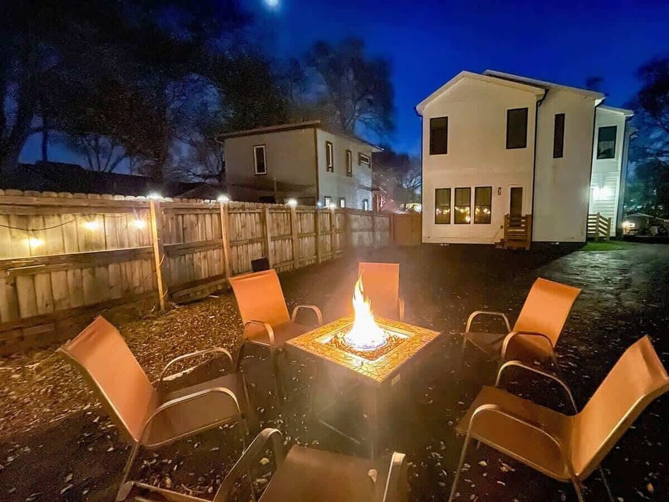 Private outdoor fireplace—best spot to unwind under the stars!