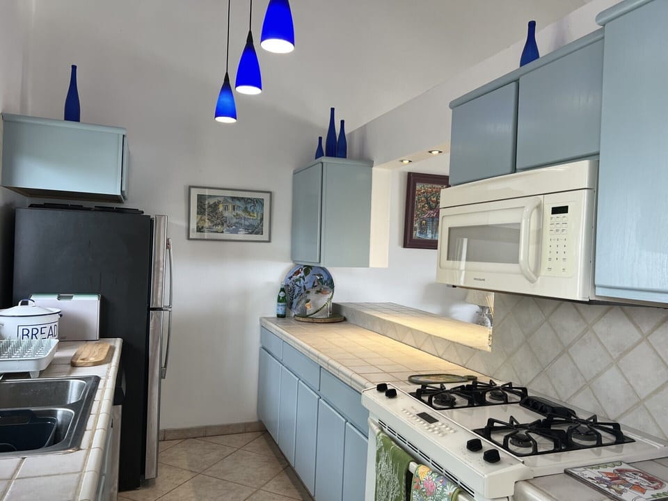 Well-equipped kitchen with dishwasher, large fridge freezer and separate pantry
