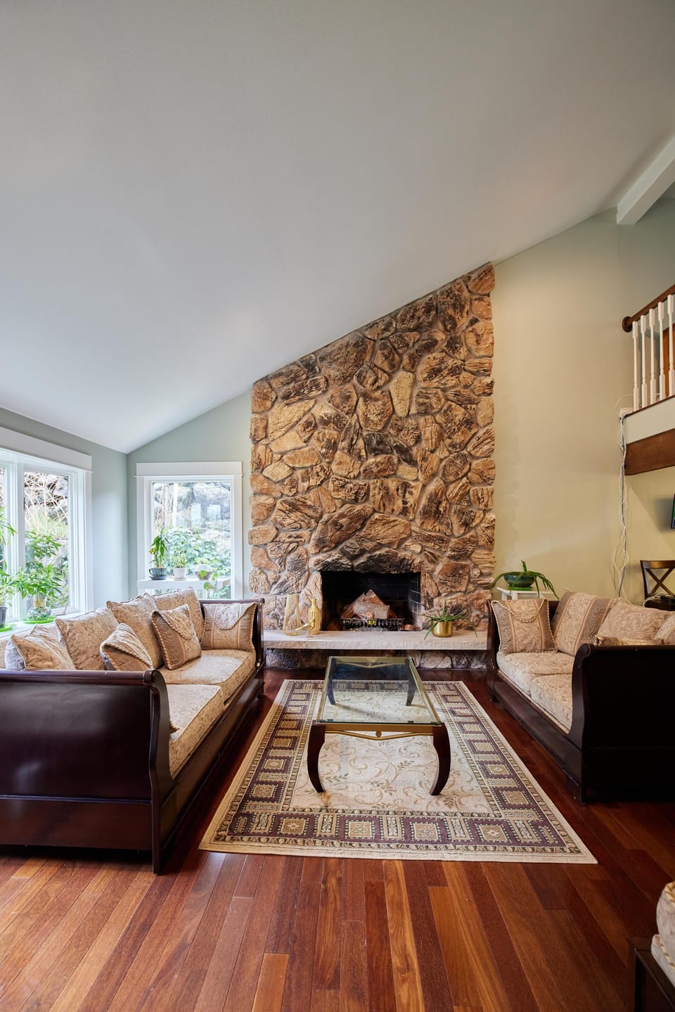 Living room with sofa, loveseat and chaise lounge