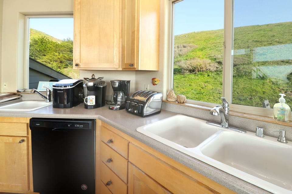 View from the kitchen sink of the hills