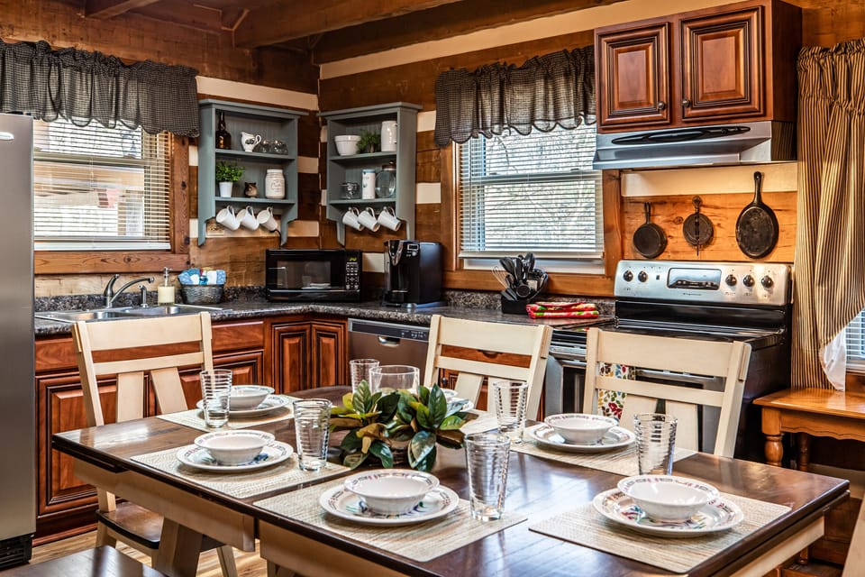 Kitchen/dining combination for enjoying family time together.