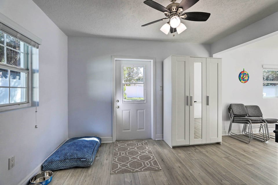 Back Door | Dog Bed & Food Bowls