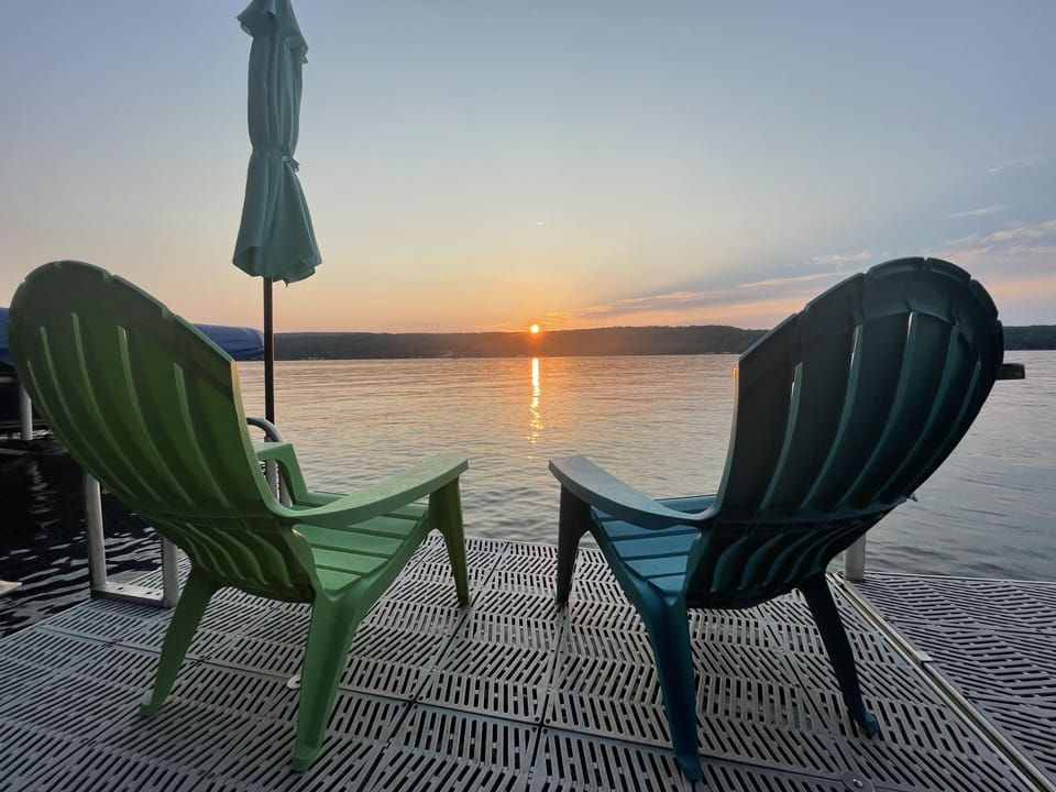 Front-row seats to Keuka Lake sunsets from private dock.