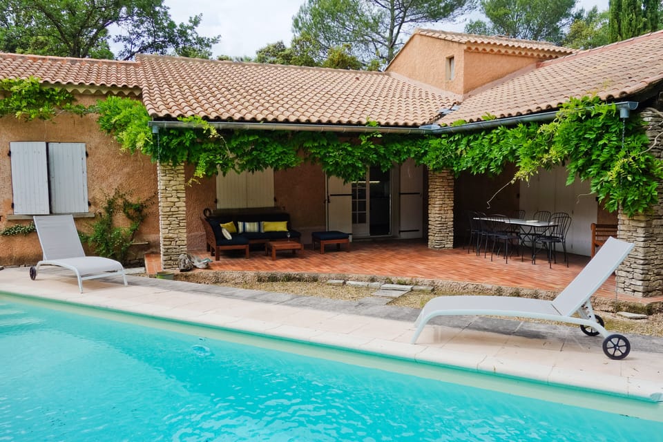 The outside patio accessible from the kitchen and the living room