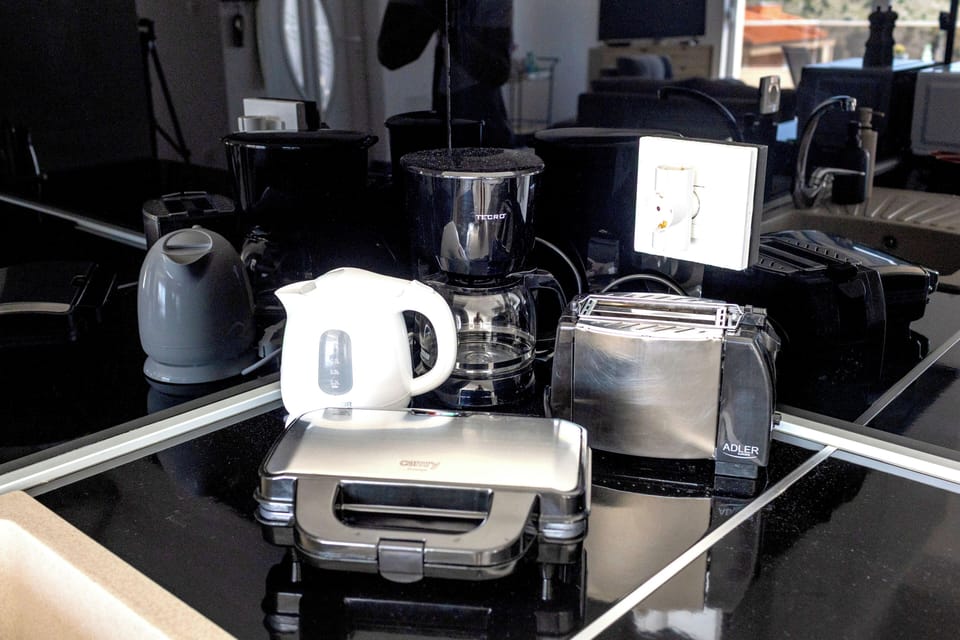 To make meals a little easier-Coffee peculator, kettle, sandwich maker & toaster