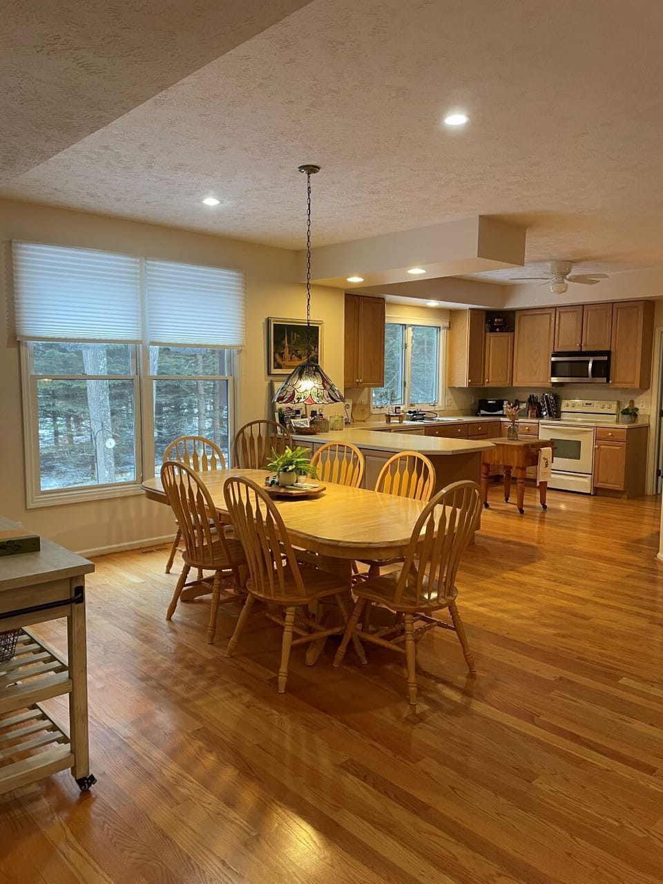 Large dining and kitchen area.