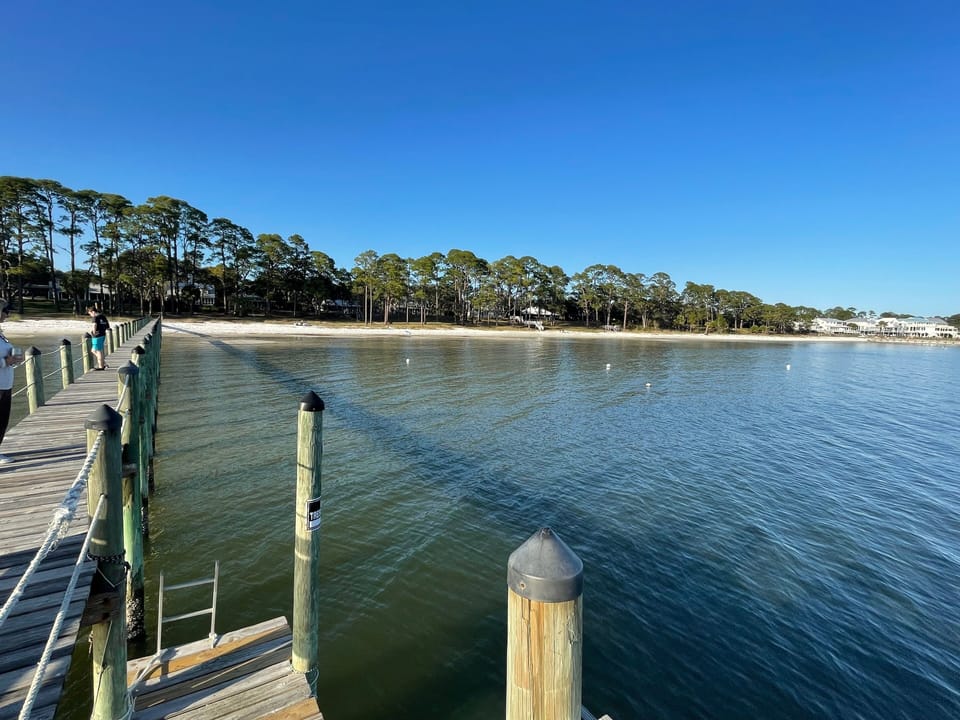 The beach view from the dock