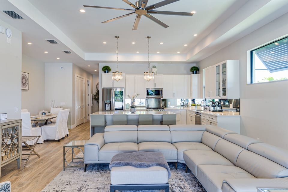 Sun fulled open living-dining space