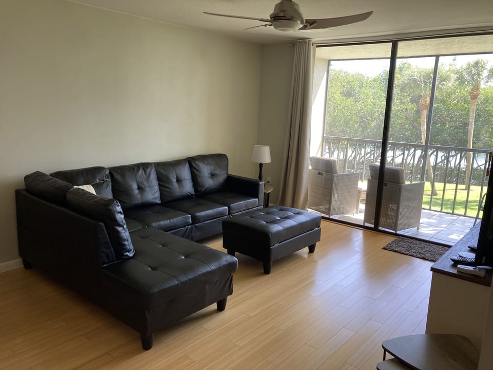 Living room with L-shaped sofa