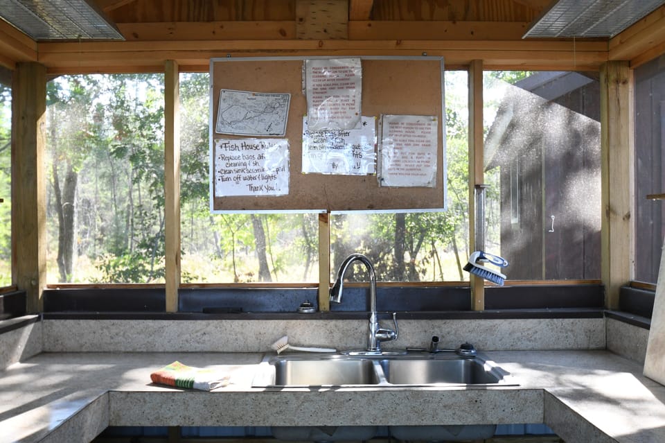 There is a shared fish cleaning house available for use. 