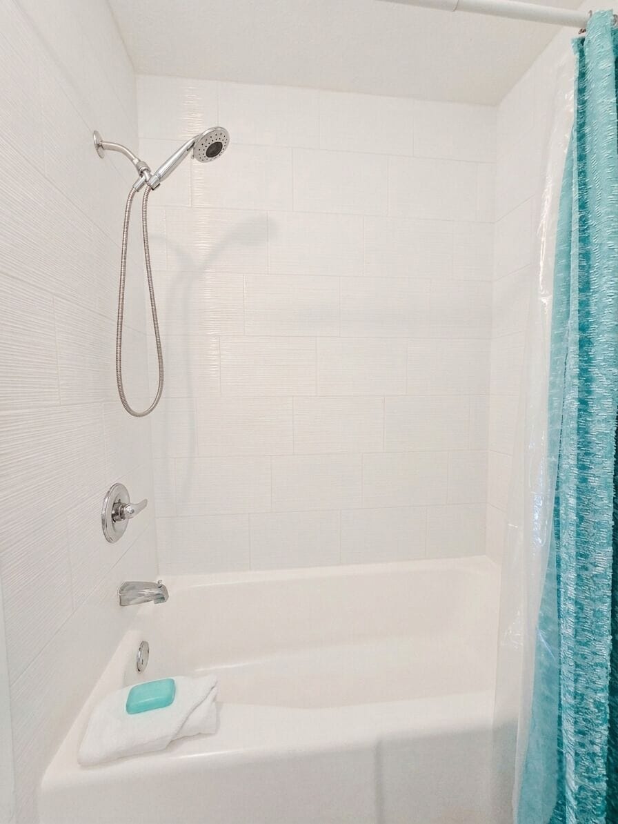 The bath tub and shower combo 