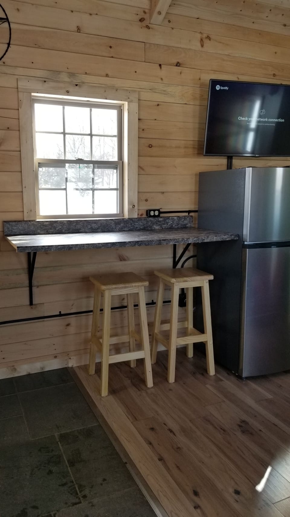 eat in bar with 2 stools