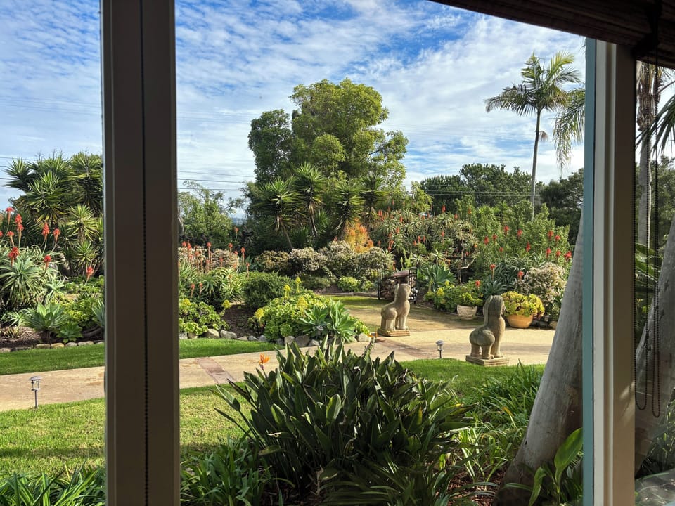 Enjoy stunning views of the succulent garden from the sunroom.