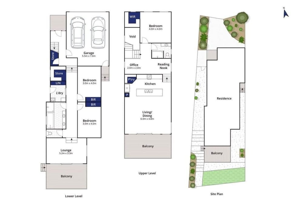 Clever floorplan shows the upper and lower living and sleeping quarters