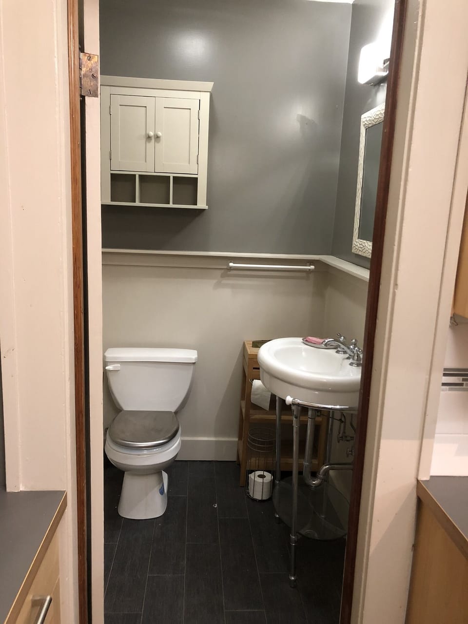 First floor half bathroom off kitchen