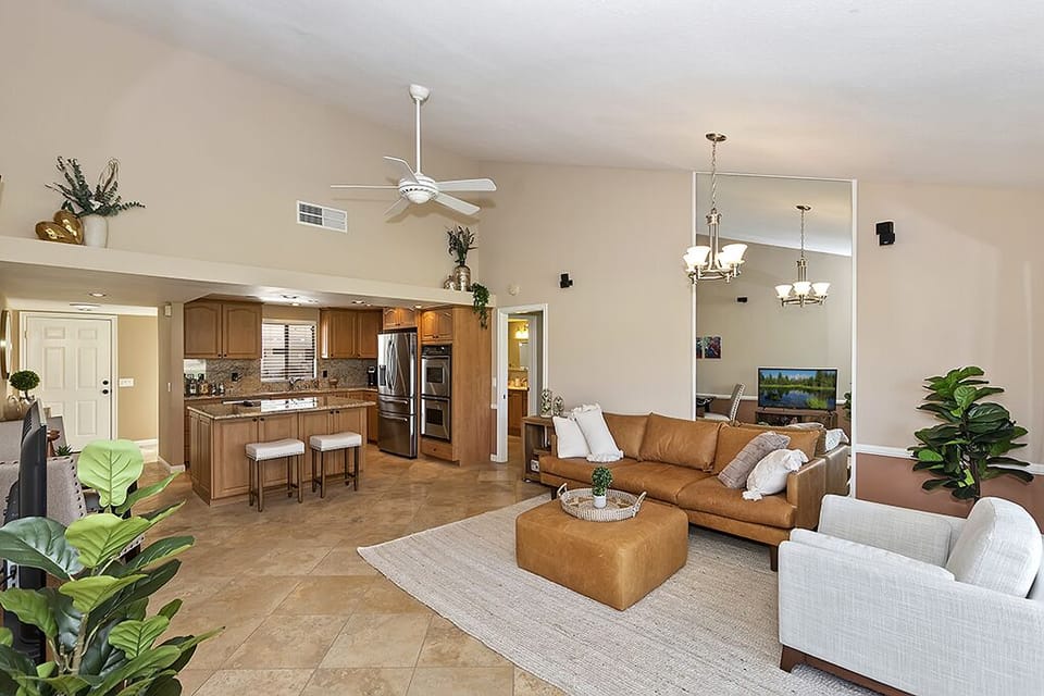Spacious living room with plenty of seating.