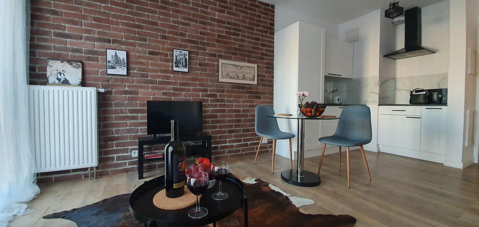 living room with kitchen
