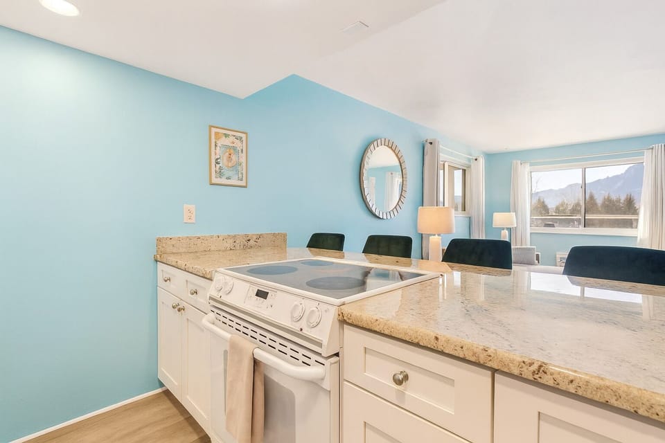 Enjoy mountain views right from the kitchen island